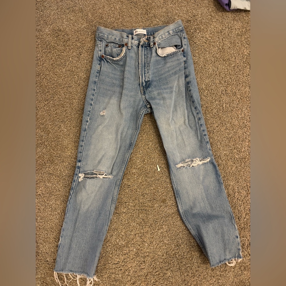 Zara crop semi wide leg jeans